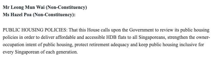 The Minister’s Response to the PSP’s Public Housing Motion